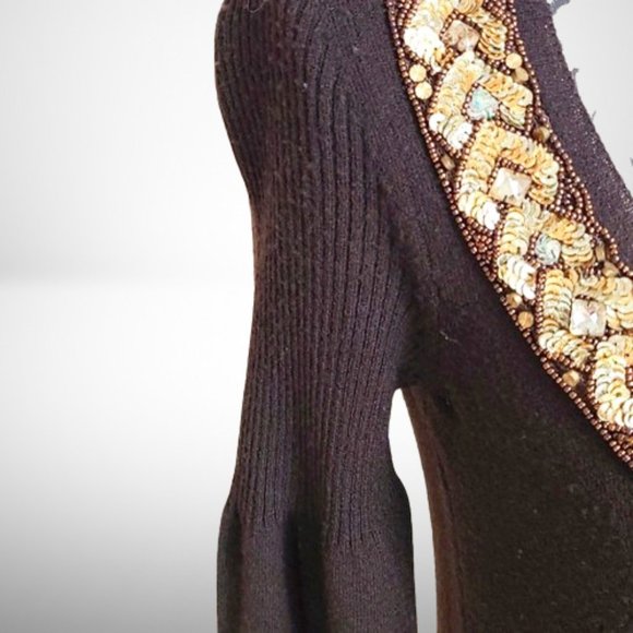 Blumarine Cashmere Holiday Sweater with Embellishments & Bow Size: 42 - Picture 5 of 11